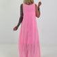 Sommerkleid mit Raff-Detail - neonpink