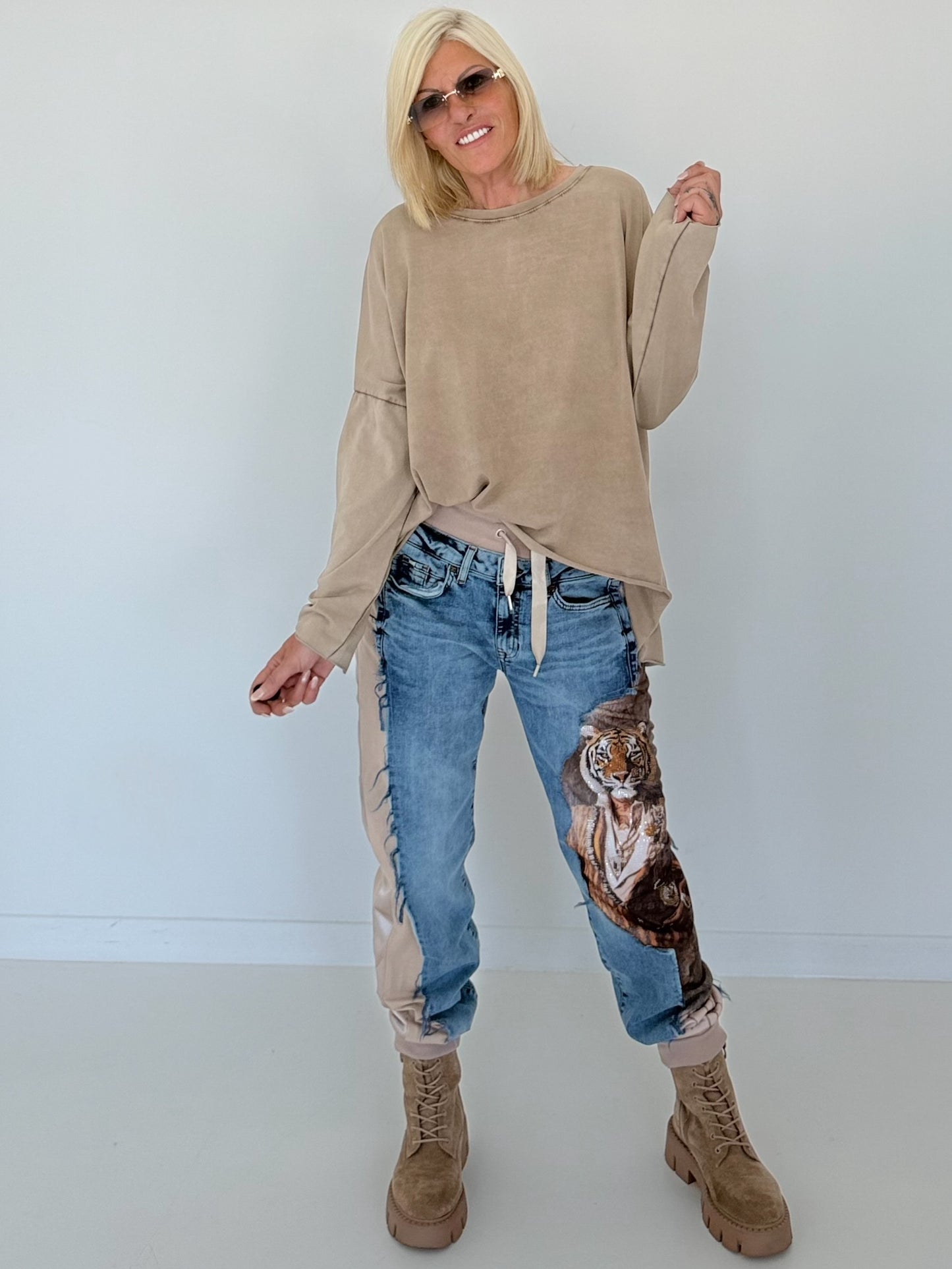 Oversized Shirt stone washed - taupe