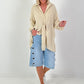 Lange Bluse mit Bindeband - beige