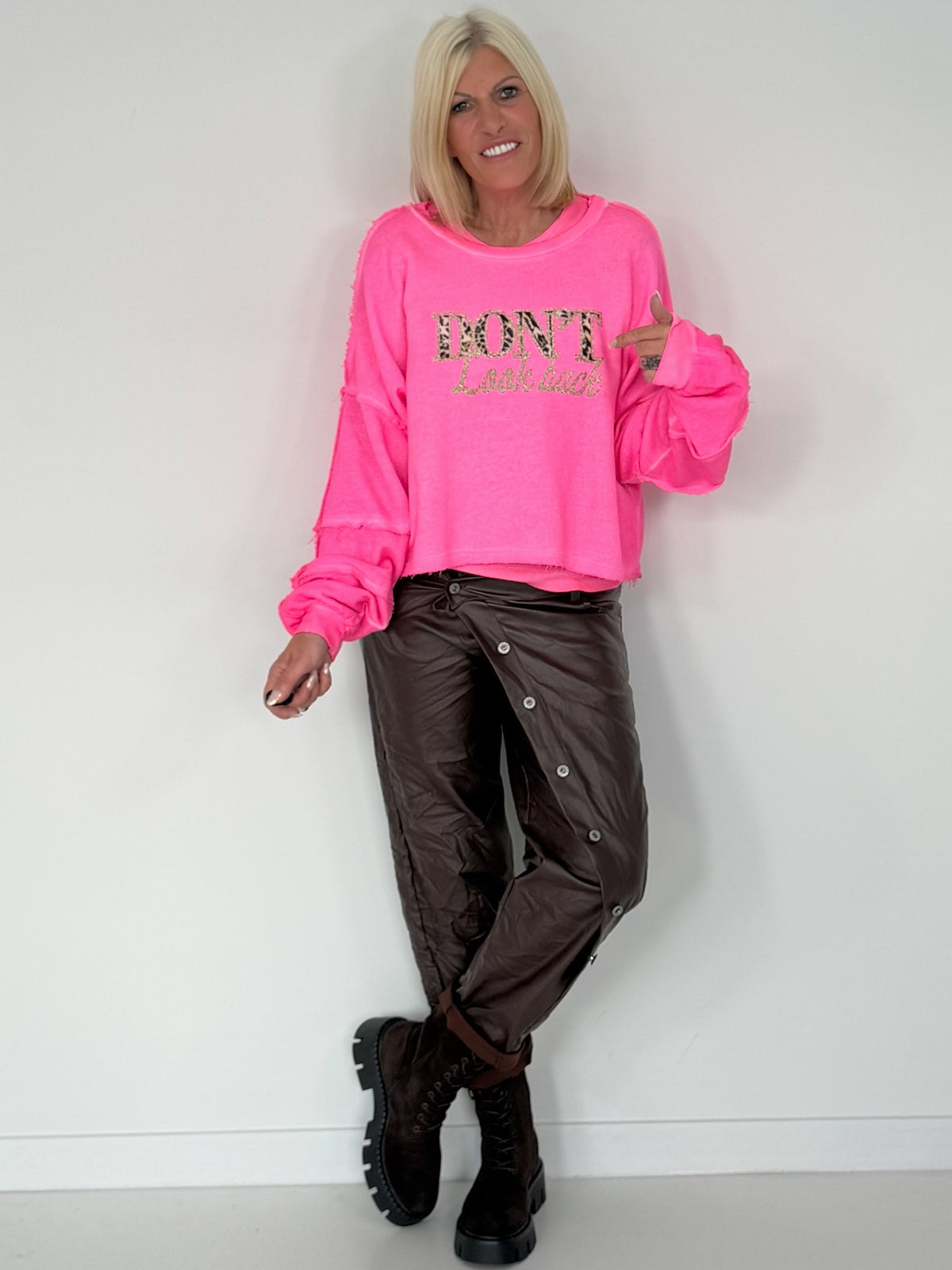 Sweater Don´t Look Back  - neonpink-leo