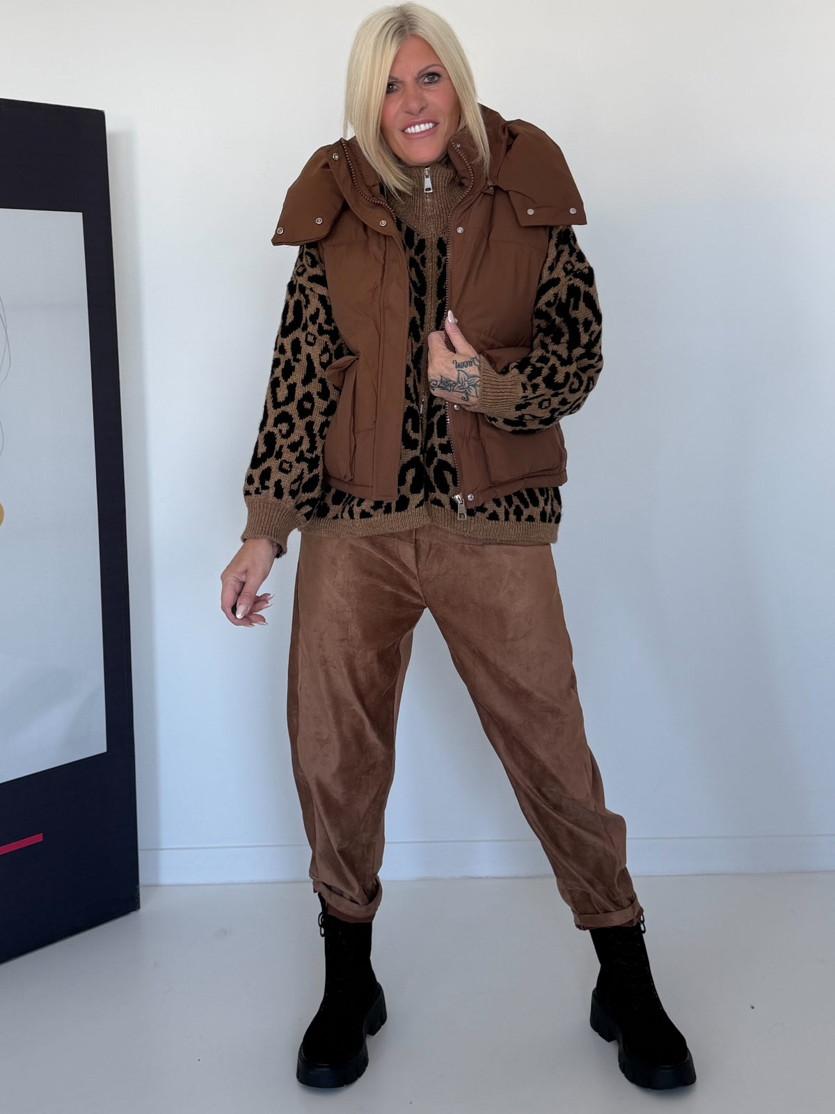 Weste mit abnehmbarer Kapuze - camel