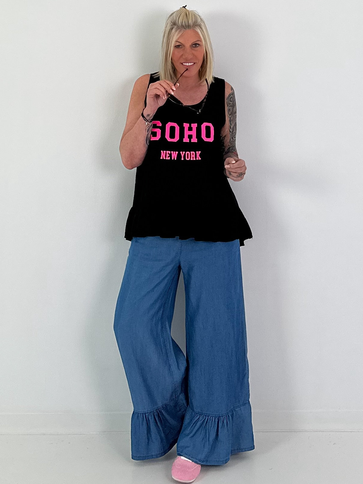 Top with Flounce SOHO - black
