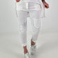 Hose mit Nieten und Paillettendetails - weiss