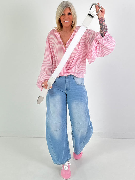 Stretchgürtel mit silberner Schnalle - weiss