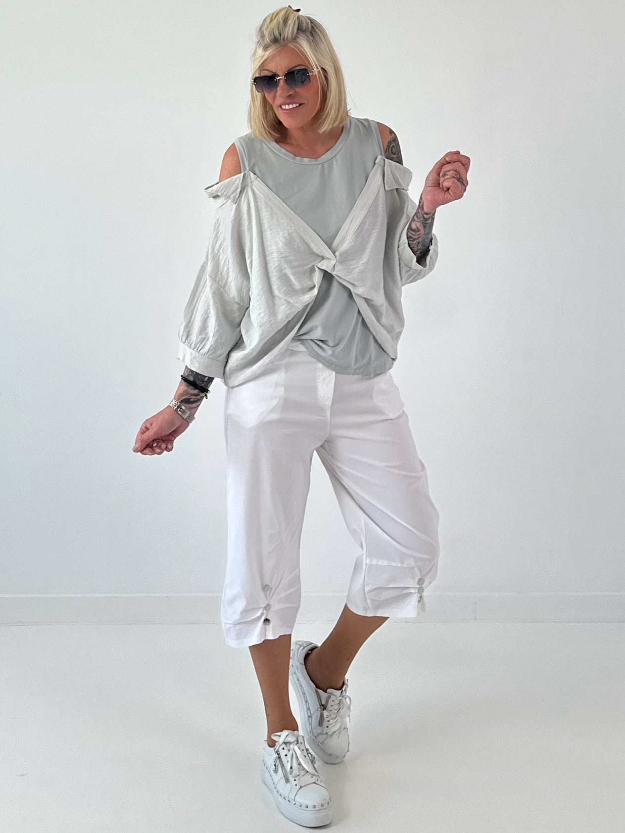 Tunika mit integrierten Top - grau