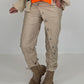 Vegane Lederhose Knopfleiste quer - beige