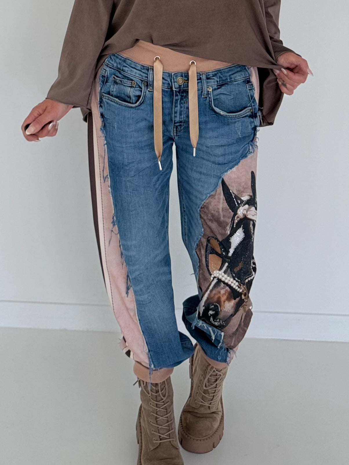 Jogg-Jeans im Used Look Horse - denim