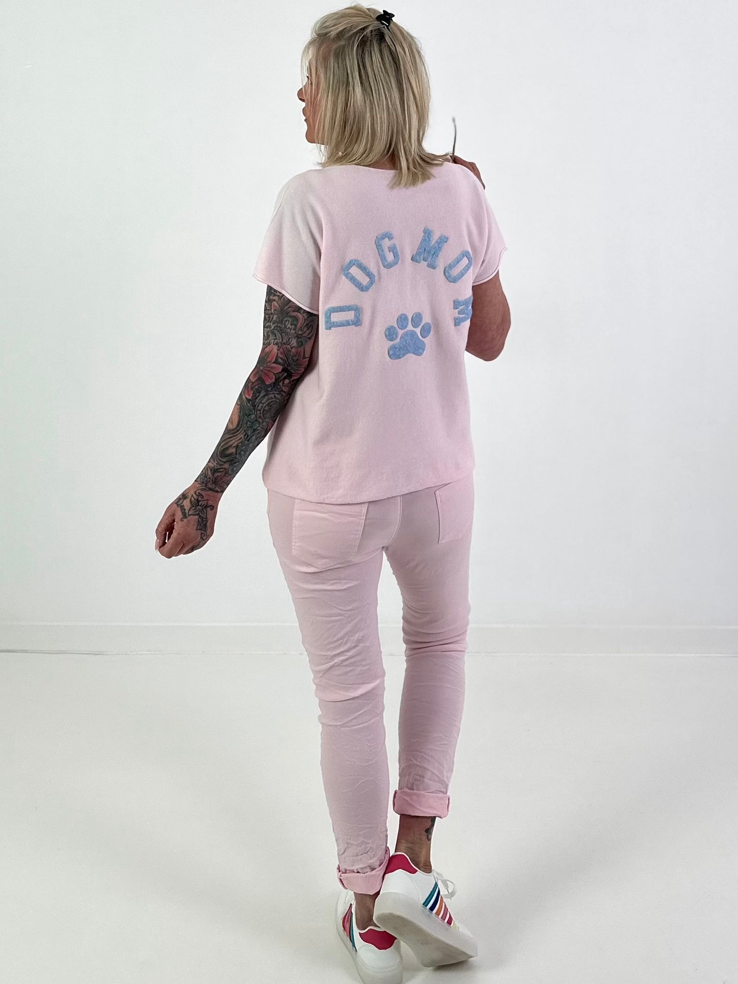 Fine Knit Dog Mom Shirt - Pink
