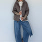 Jacke mit Strickarm und Kapuze - taupe