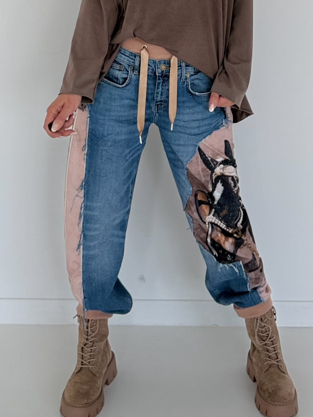 Jogg-Jeans im Used Look Horse - denim