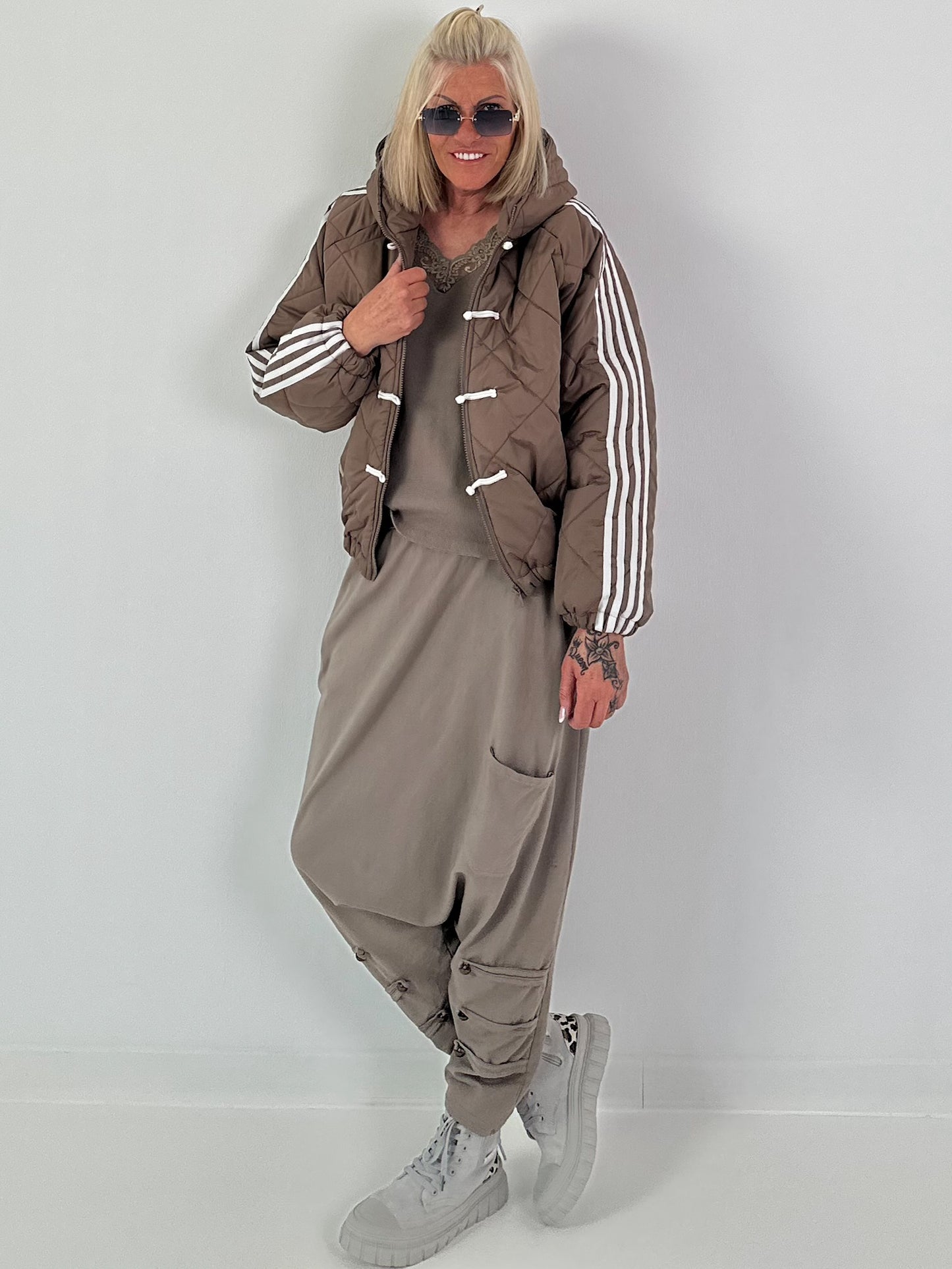 Bomberjacke mit Kapuze - taupe