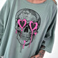 Oversized Shirt mit Cut Outs und Skull -  salbei