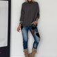 Strickpullover mit Turtleneck - anthrazit