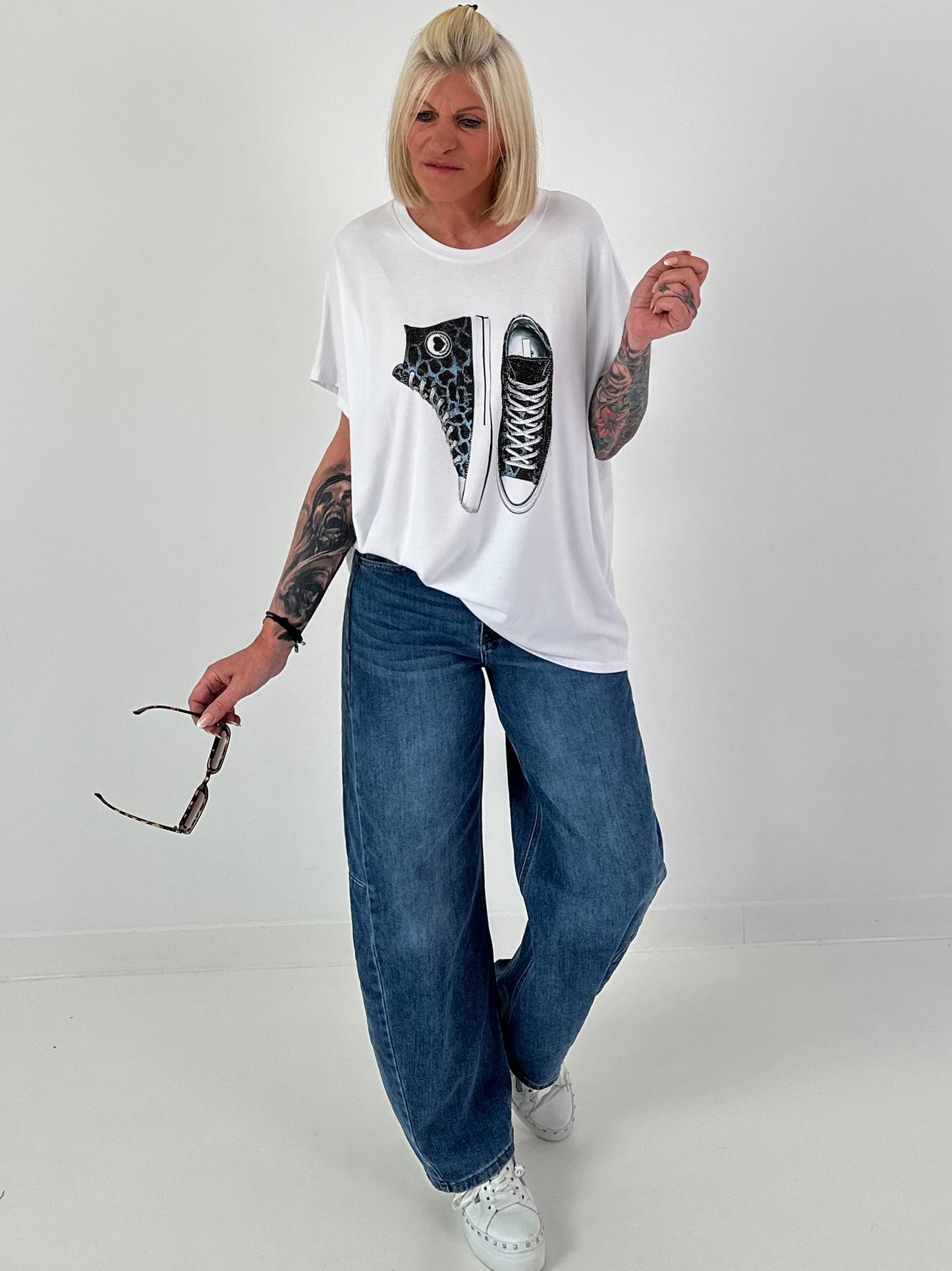 T-Shirt Chucks - weiss-blau