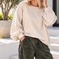 Balloon sweater with ruched sleeves - beige