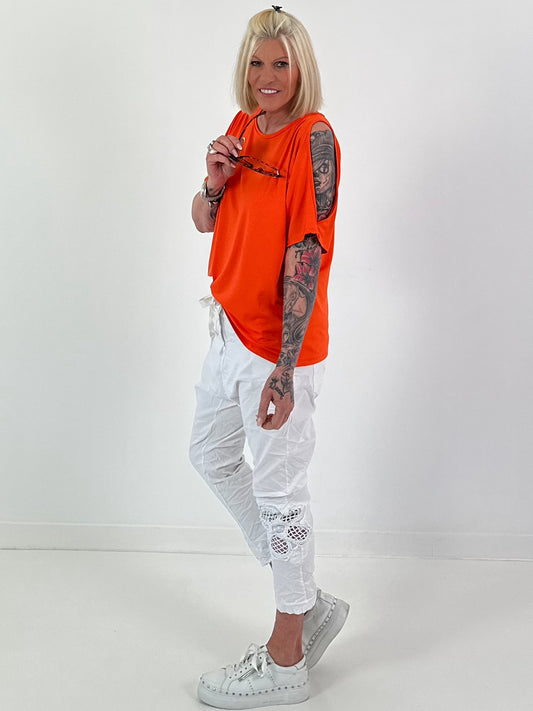 T-Shirt mit Cut-Outs - orange