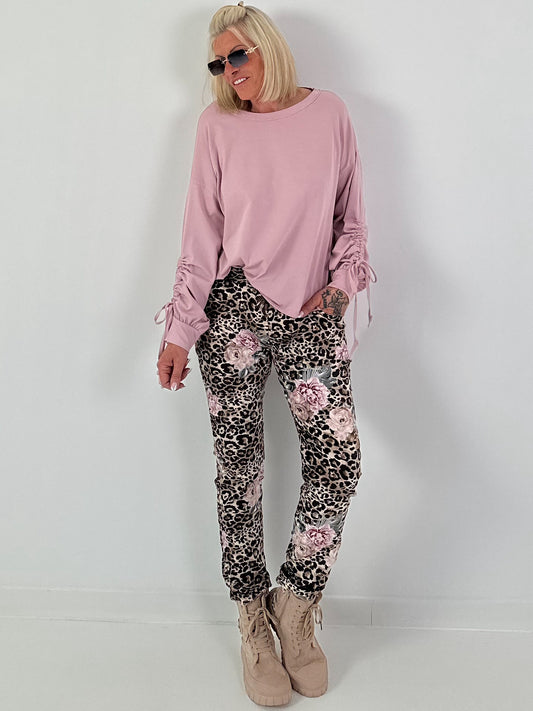 Shirt mit Raff-Details - rosa