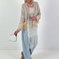Boho-jasje met uitgebreide details - beige-blauw