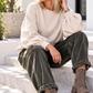 Balloon sweater with ruched sleeves - beige