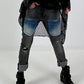 Destroyed Jeans with trendy details - used black
