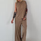 Two-piece set with bow detail - taupe