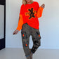 Grobstrickpullover mit Sweatärmeln - neonorange