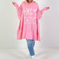Oversized hoodie model "Holy Chic" - roze-wit
