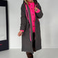 Coat in teddy curl look with neon accents - anthracite