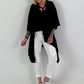 Oversized Asymmetric Blouse with Tie - Black