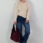 Knitted sweater with cut-out - beige