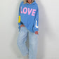 Oversized Hoodie Love - blau