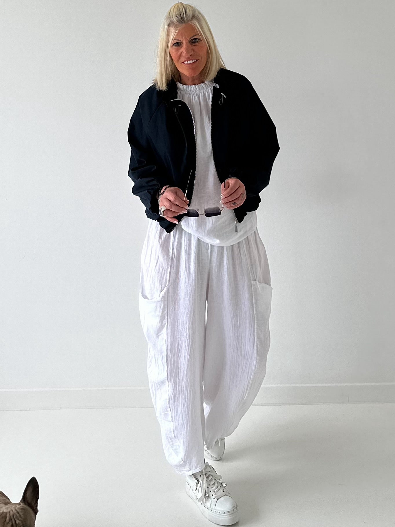 Ballon Jacke mit raffiniertem Kragen - dunkelblau