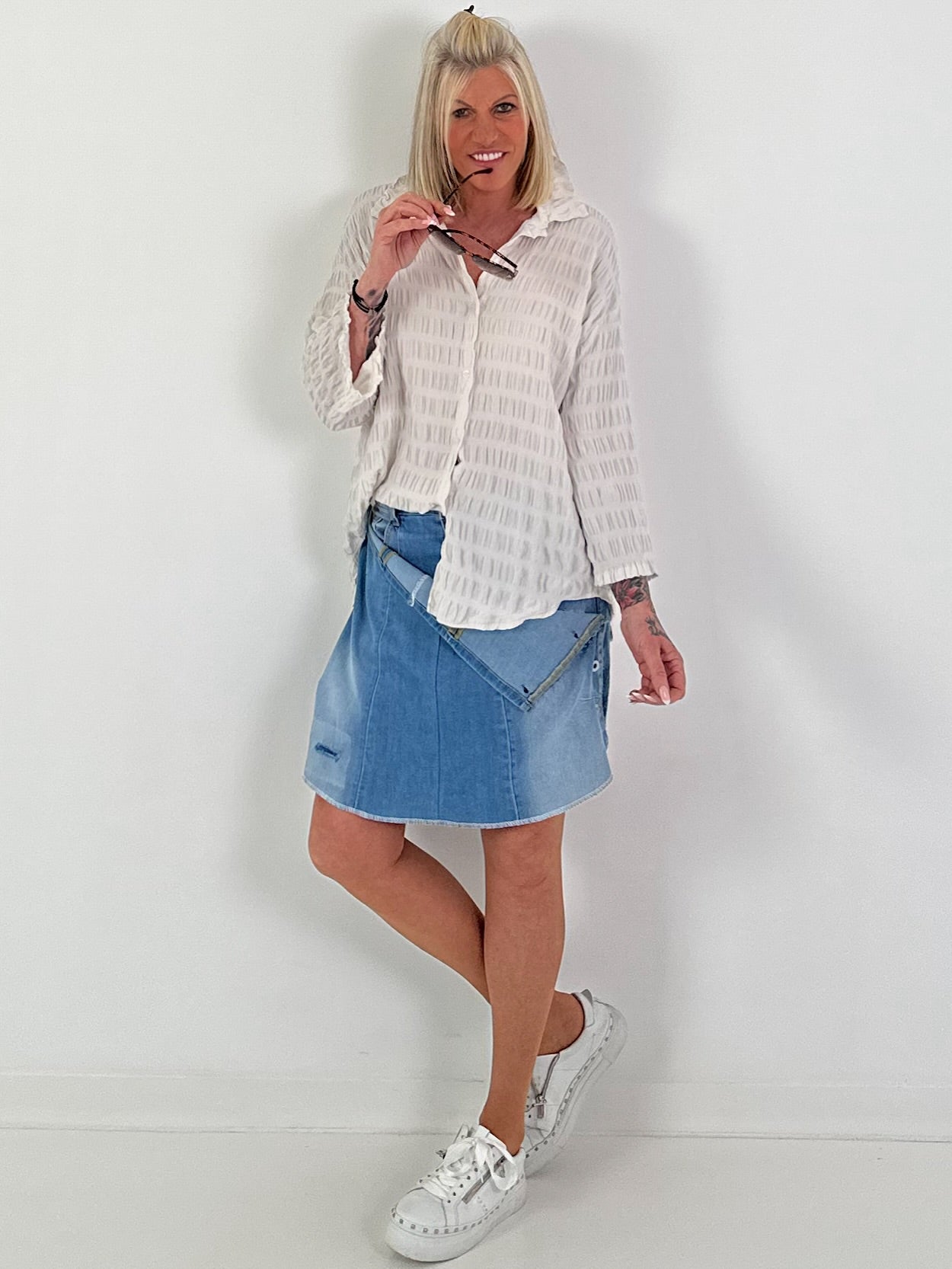 Strukturierte Bluse - beige