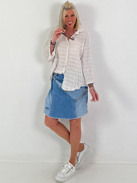 Strukturierte Bluse - beige