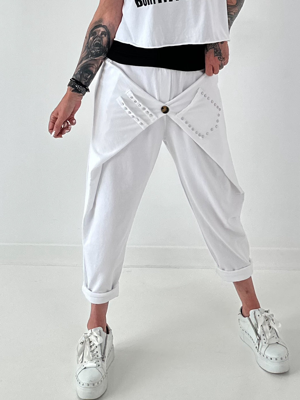 Sweatshirt Hose mit lässigen Details - weiss