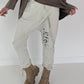 Sweat Baggy mit Strassapplikation - beige