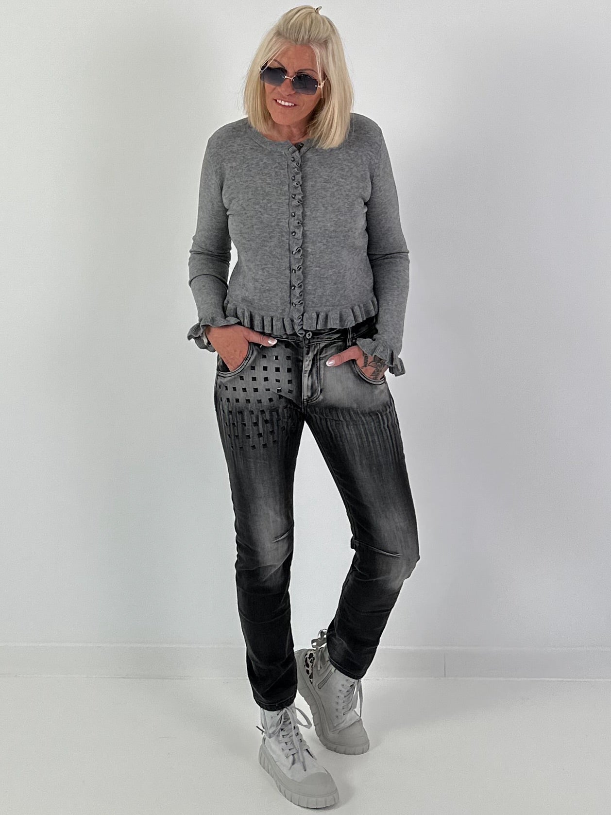 Vest met ruches - grijs