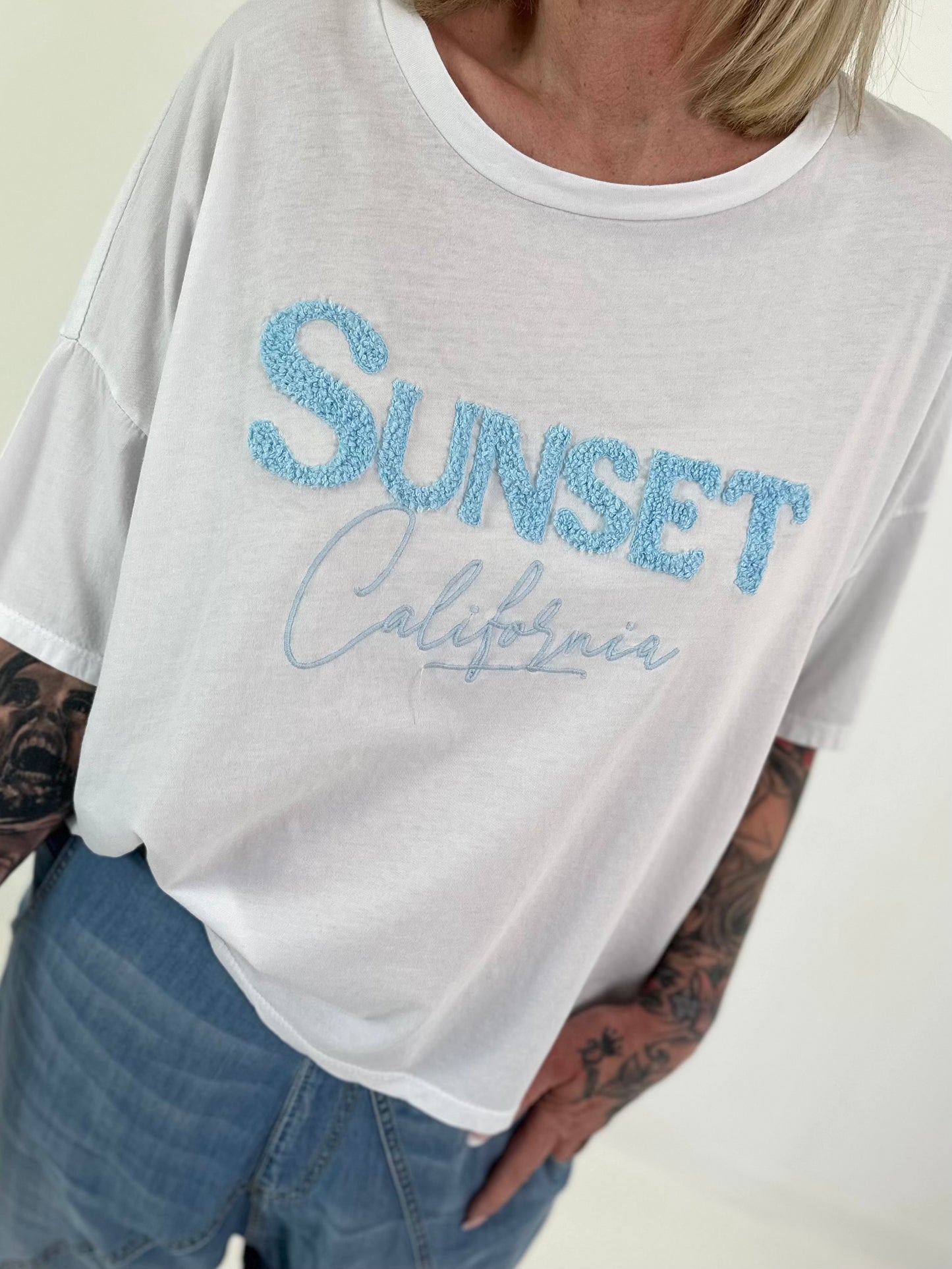 Oversized Shirt Sunset - white