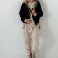 2 in 1 Jacke mit Leo-Print - schwarz