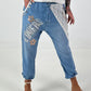 Boho Baggy Jeans - hellblau