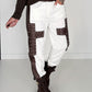 Sweathose im Materialmix - weiss-mokka