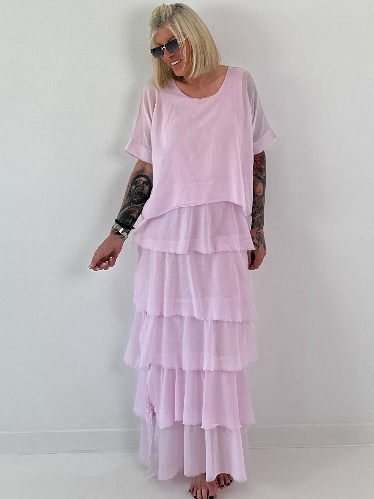 Kleid im Lagenlook - rosa