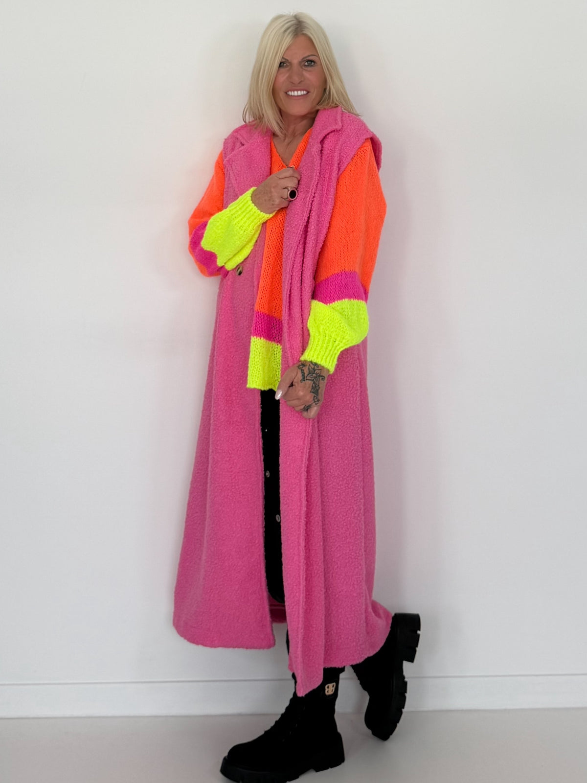 Bouclé Longweste - candypink