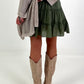Skort with ruffles - khaki