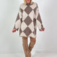 Lange trui/jurk model "Retro Diamond" - beige-taupe