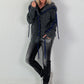 Cuddly Cardigan with Oversized Fur Collar - Anthracite
