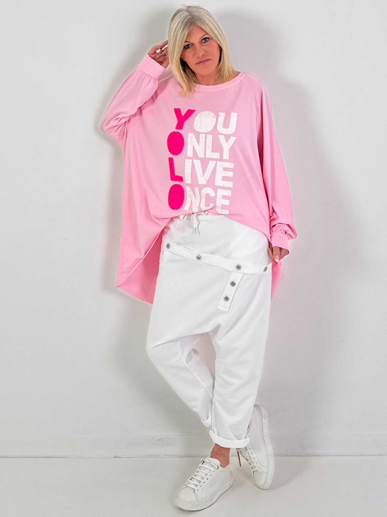 Oversized Shirt Modell "Life Power" - rosa