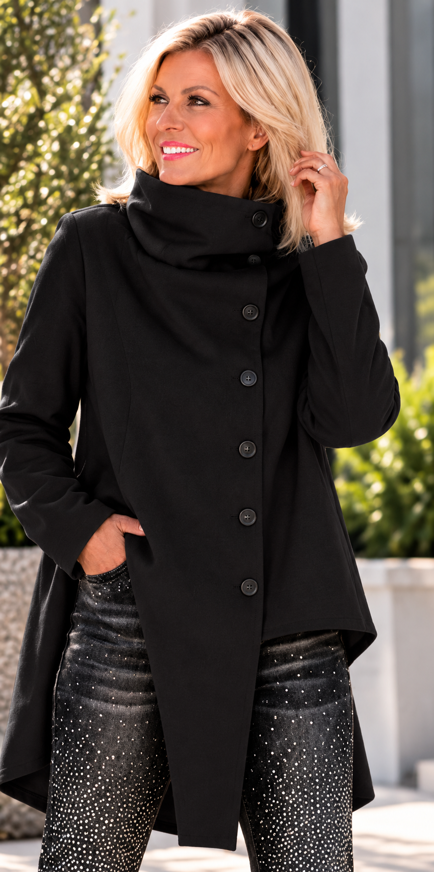 Stylischer asymmetrischer Blazer - schwarz
