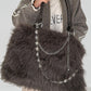 Felltasche mit funkelnden Details - mokka