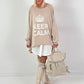 Oversized shirt model "KEEP CALM" - beige